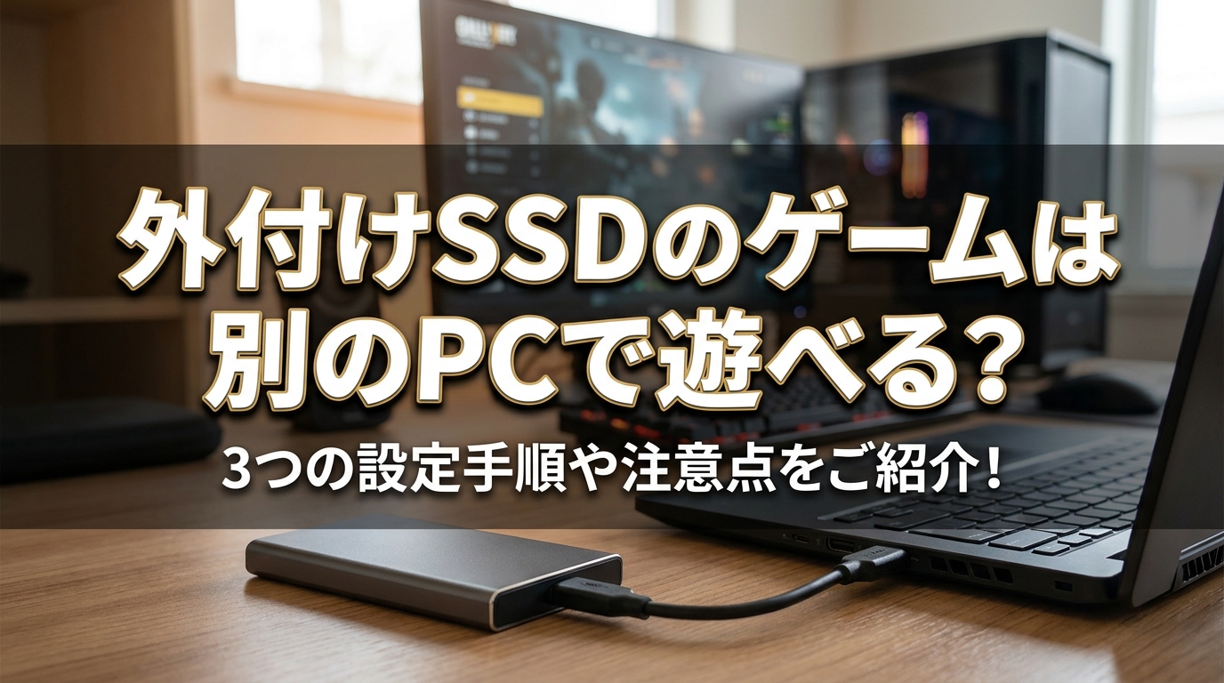 外付けSSDのゲームは別のPCで遊べる？3つの設定手順や注意点をご紹介！