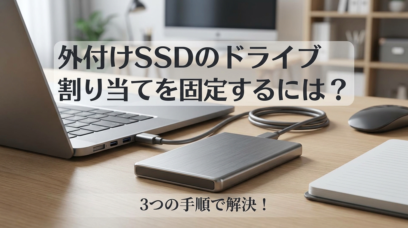 外付けSSDのドライブ割り当てを固定するには?3つの手順で解決!