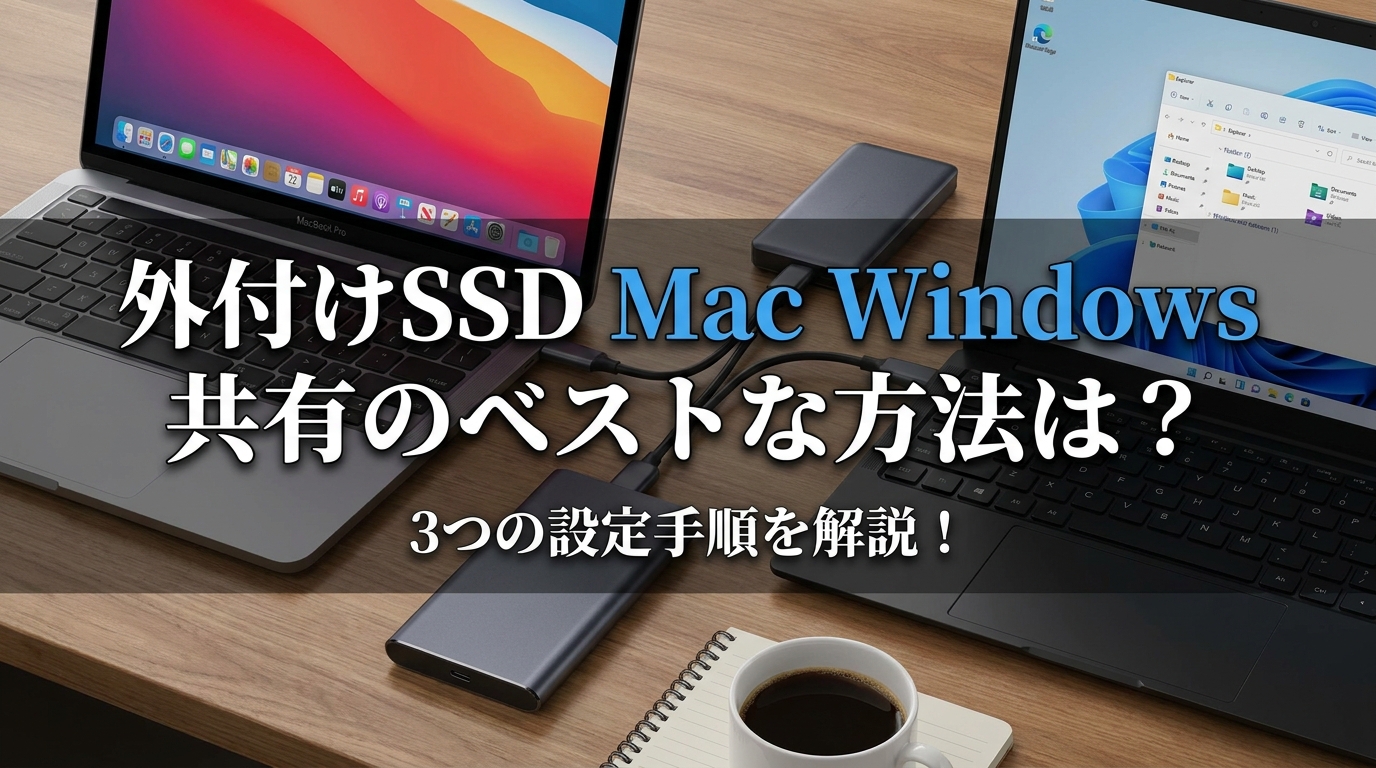 外付けSSD Mac Windows 共有のベストな方法は？3つの設定手順を解説！