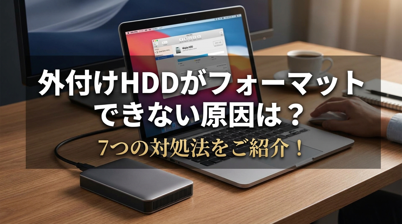 外付けHDDがフォーマットできない原因は?7つの対処法をご紹介!