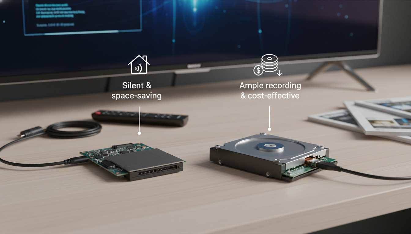 たっぷり録画とコスパならHDD、静音と省スペース重視ならSSDがおすすめです