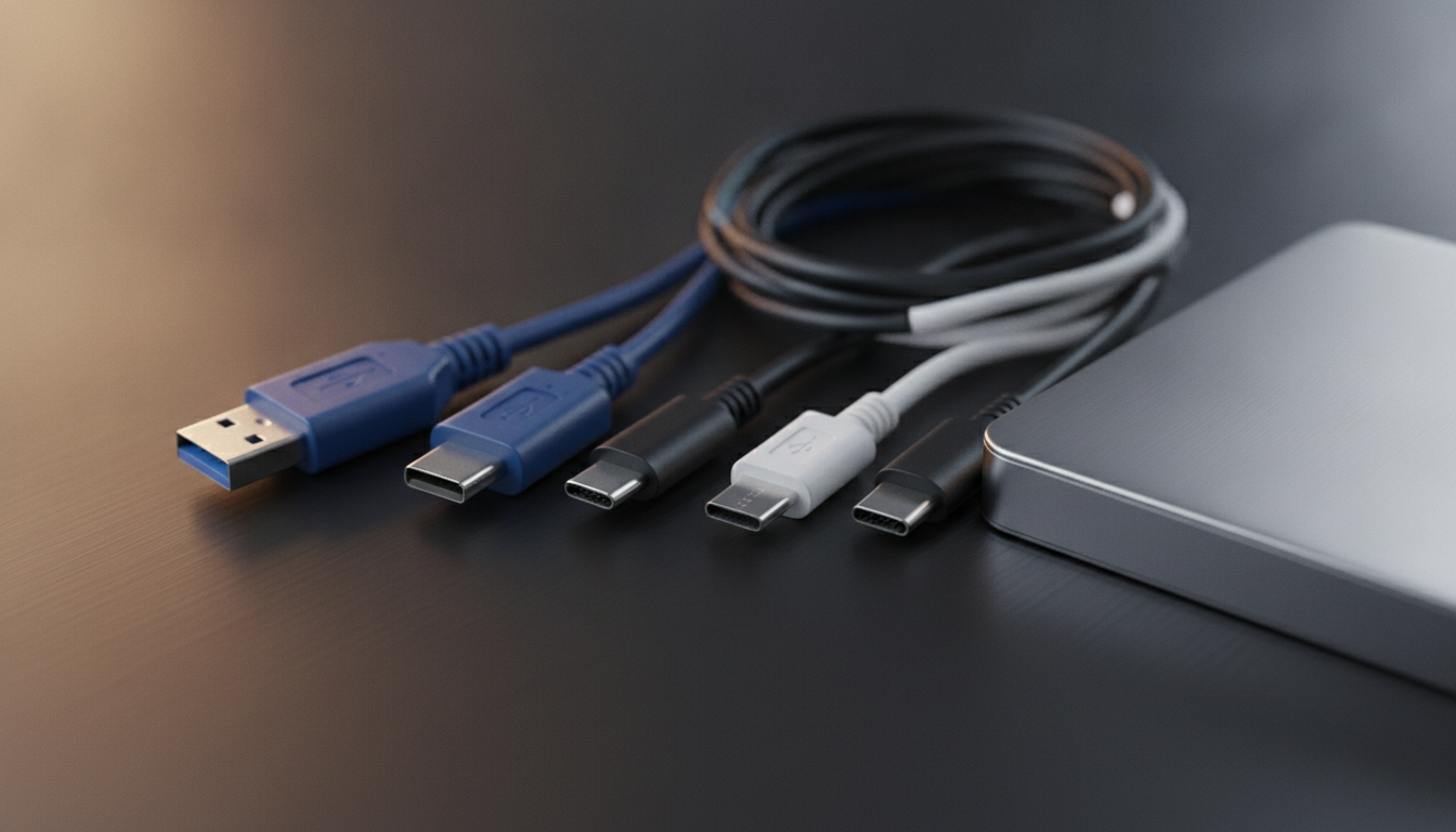 外付けhddのケーブルの種類は主にUSBの3規格が主流です